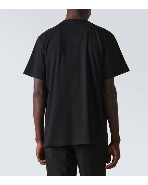 T-shirt in jersey di cotone con ricamo di Alexander McQueen in Black da Uomo