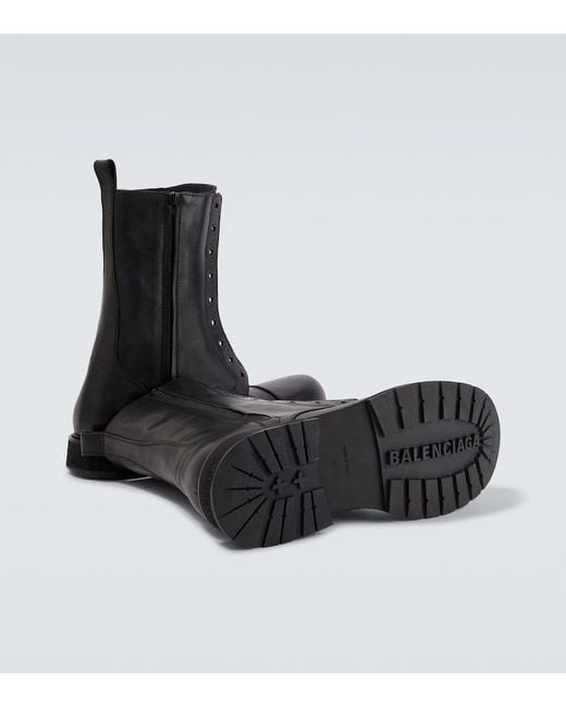 Balenciaga Black Truck Leather Combat Boots for men