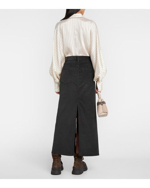 Brunello Cucinelli Green Cotton Corduroy Maxi Skirt