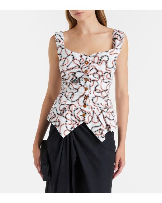 Vivienne Westwood White Monday Printed Cotton Top