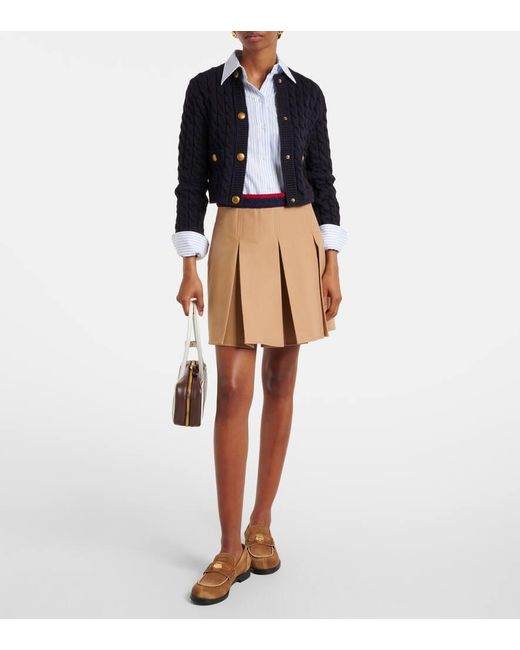 Moncler Blue Cable-Knit Cotton-Blend Cardigan