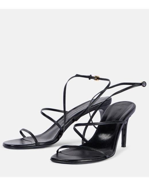 Khaite Black Loop 75 Leather Sandals