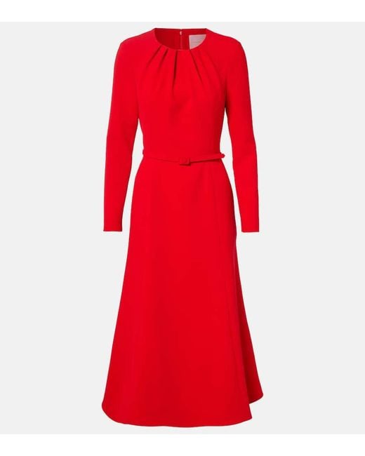 Vestido Midi De Georgette Con Cinturon Carolina Herrera de color Red