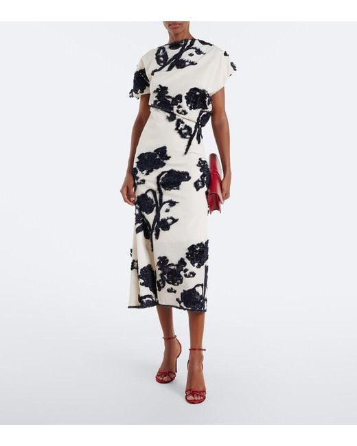 Erdem White Fil Coupe Poplin Midi Dress