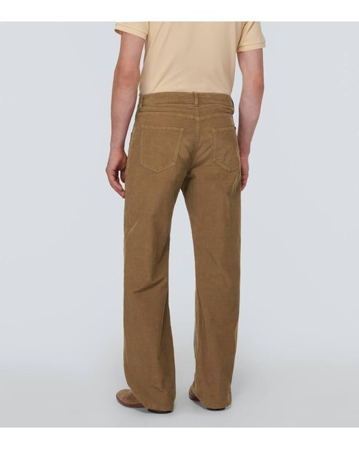 Saint Laurent Natural Cotton Corduroy Straight Pants for men