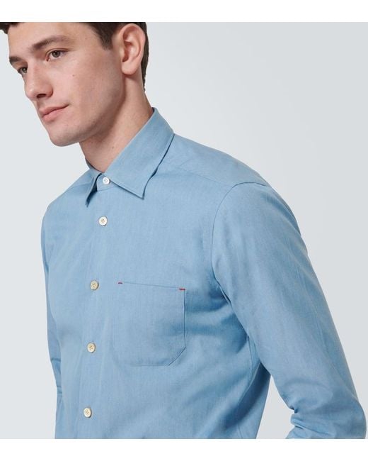 Camicia Oxford in cotone di Kiton in Blue da Uomo