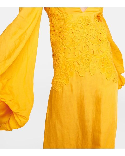 Costarellos Yellow Broderie Anglaise Gown