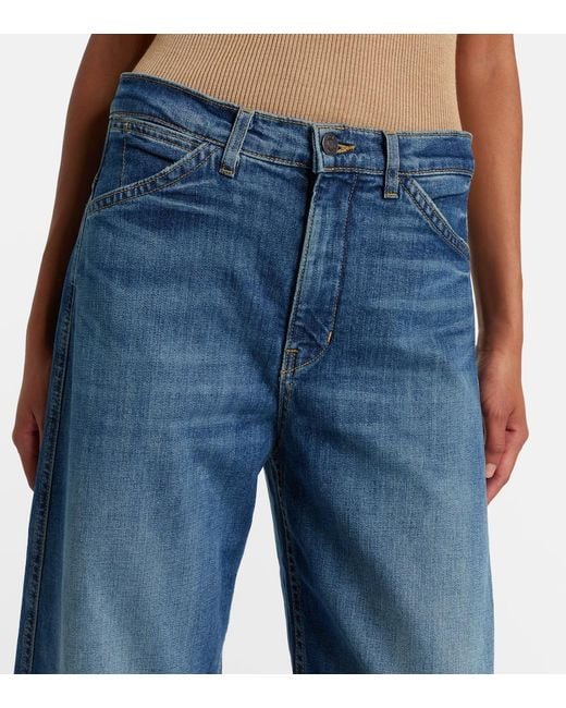 Nili Lotan Blue Tribeca Barrel-Leg Jeans