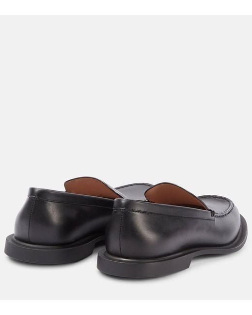 The Row Black Nic Leather Loafers