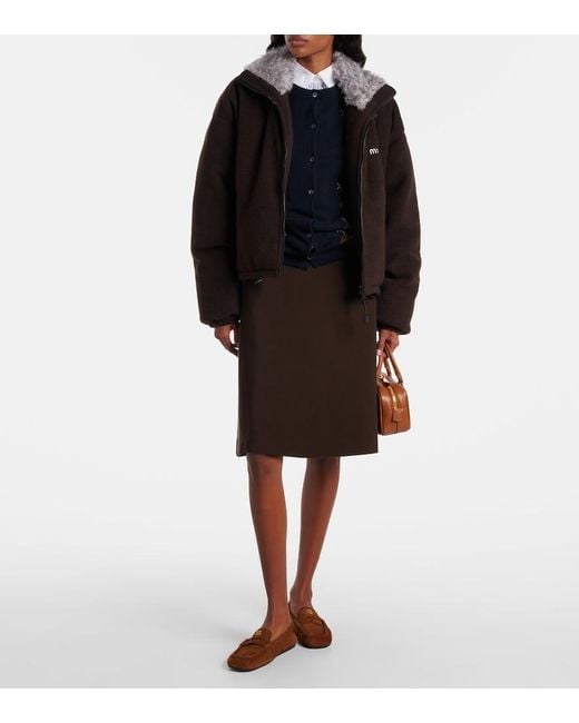 Miu Miu Black Logo Gabardine Bomber Jacket
