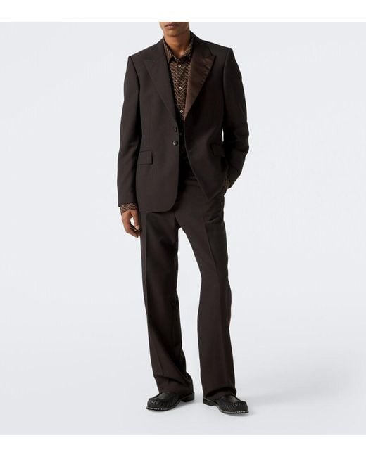 Wales Bonner Black Atto Satin-Trimmed Virgin Wool Blazer for men
