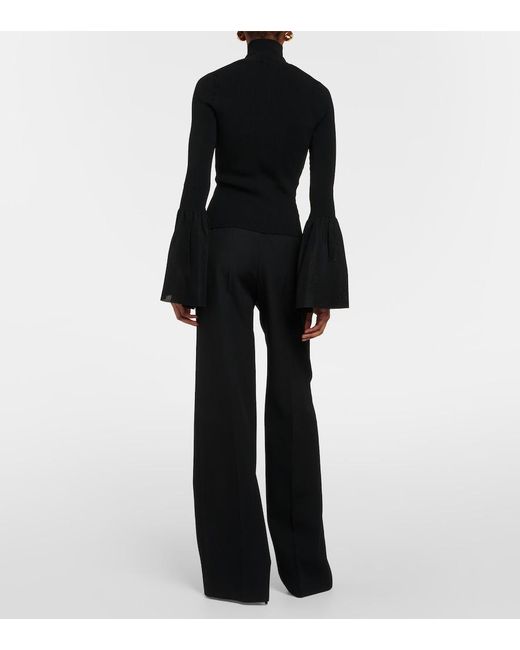 Altuzarra Black Ruffled Turtleneck Top