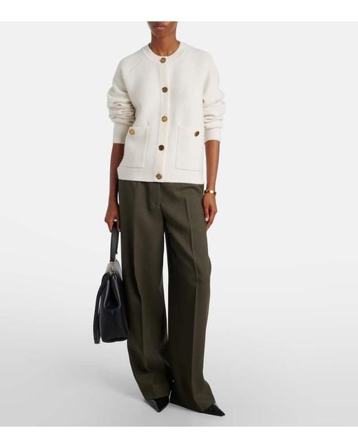 Totême  White Wool And Cashmere-Blend Cardigan