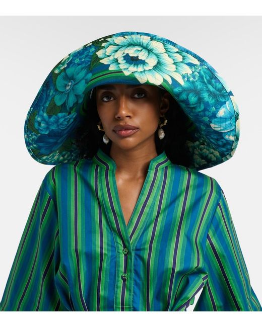 ALÉMAIS Green Margo Printed Cotton Canvas Sun Hat