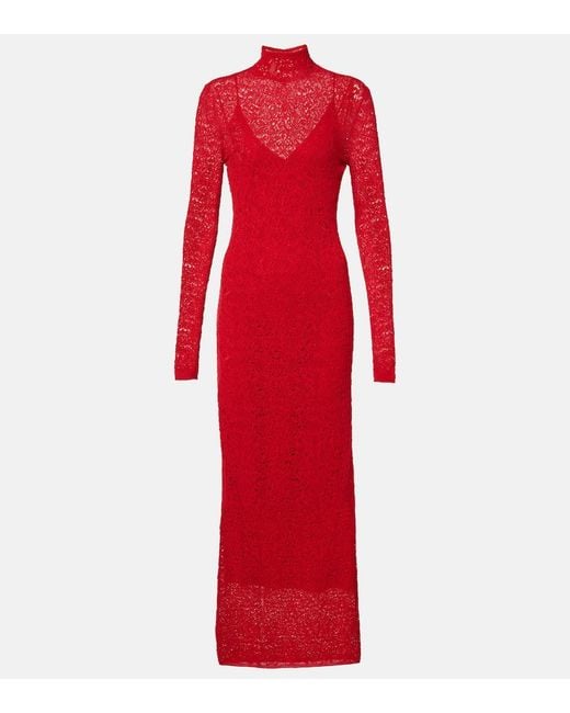 Gabriela Hearst Red Lethe Pointelle Wool And Silk Maxi Dress