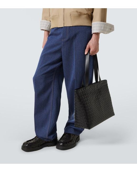Bottega Veneta Black Intrecciato Small Leather Tote Bag for men