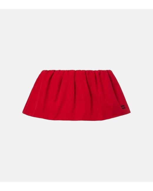 Miu Miu Red Minirock Aus Baumwollpopeline