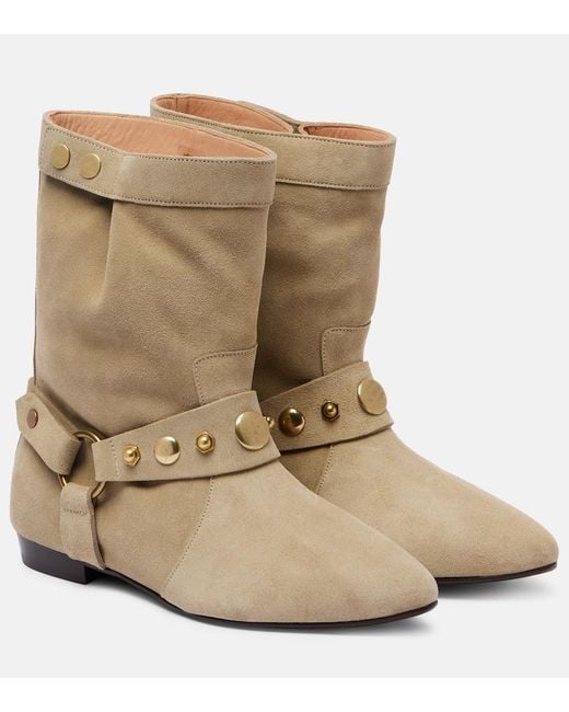 Isabel Marant Natural Stania Suede Ankle Boots