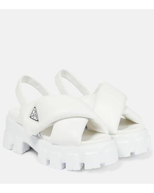 Prada White Monolith 55mm Nappa Leather Sandals