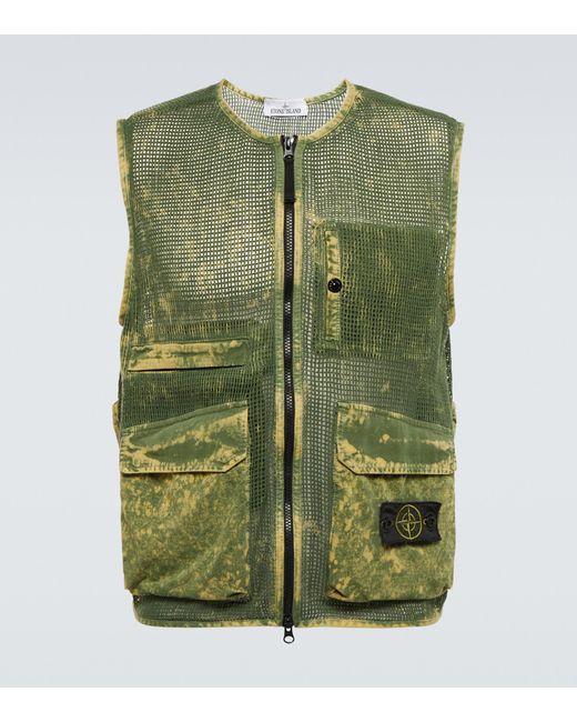 Stone Island Green Mesh Cotton Vest for men