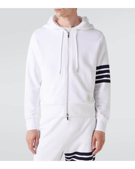 Thom Browne Kapuzenjacke 4-Bar Aus Baumwoll-Jersey in White für Herren
