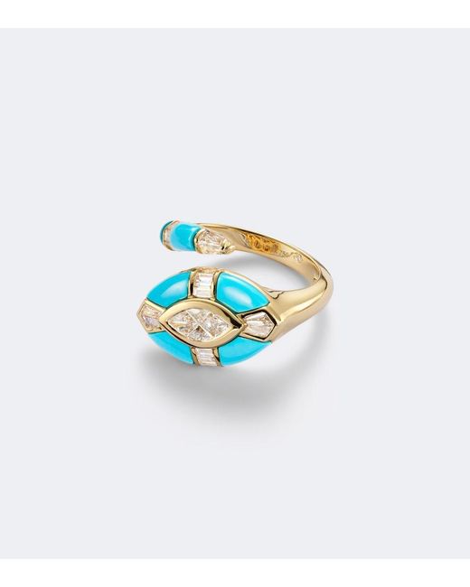 SHAY Blue Riviera 18Kt Pinky Ring With Diamonds And