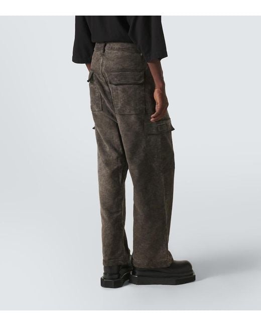Rick Owens Gray Denim Cargo Pants for men