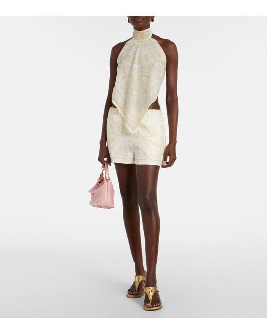 Versace Natural Top With 'Barocco' Pattern
