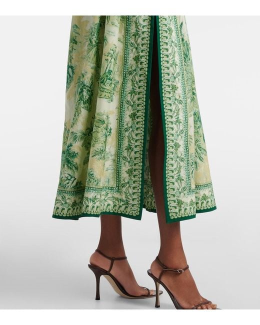 ALÉMAIS Green Sara Printed Cotton And Silk Shirt Dress