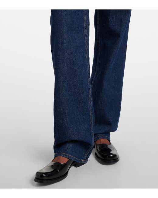The Row Blue Carlyl Mid-Rise Straight Jeans