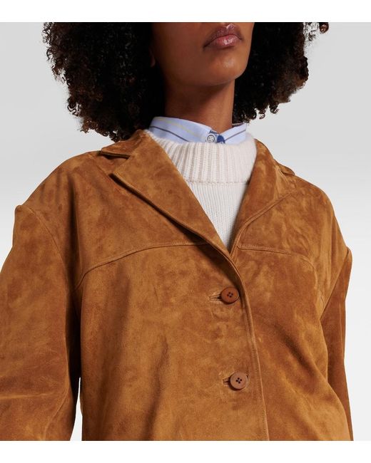 Staud Brown Corrine Single-Breasted Suede Jacket