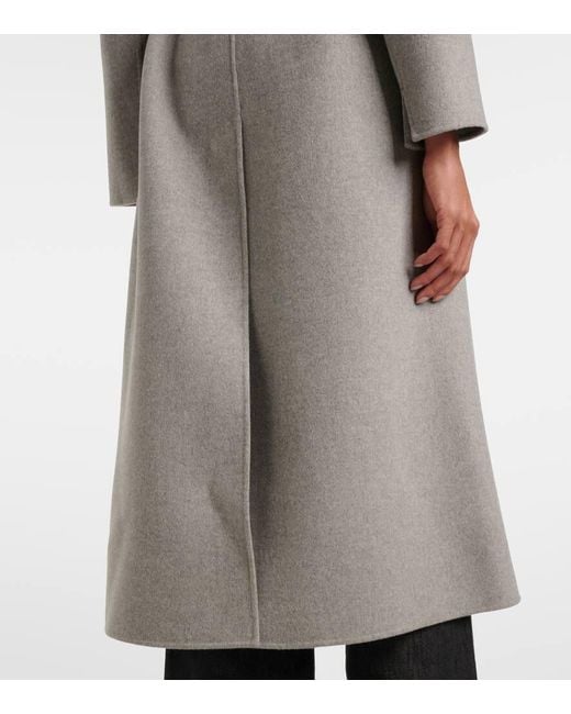 Max Mara Gray Paolore Virgin Wool Wrap Coat