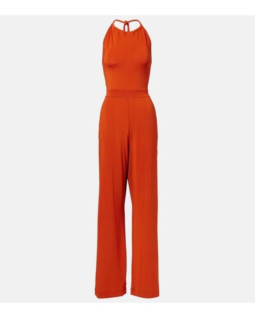 Max Mara Red Parsec Halterneck Jumpsuit