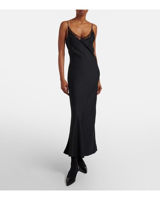 The Row Black Slipdress Barina Aus Seide Mit Spitze