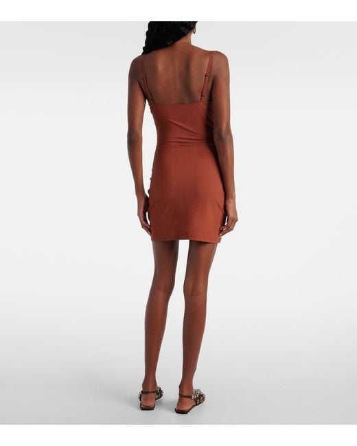 Christopher Esber Red Pierced Orbit Cutout Jersey Minidress