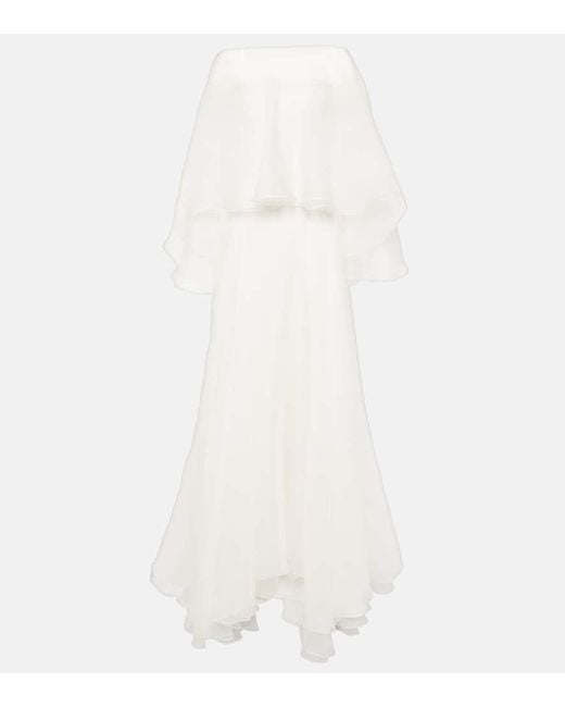 Novia - Vestido Dhalia de seda con capa Maticevski de color White