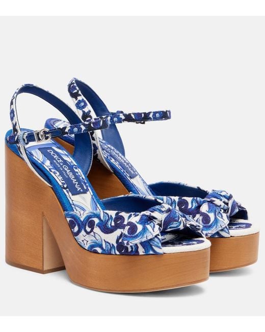 Dolce & Gabbana Blue Platform Sandals