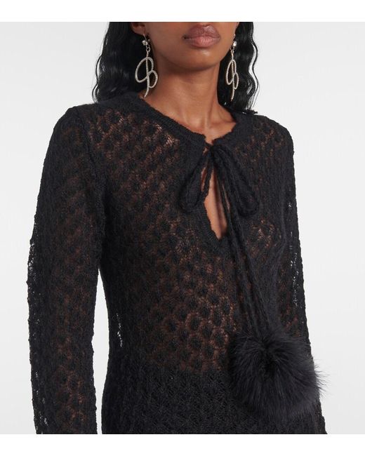 Blumarine Black Open-Knit Top