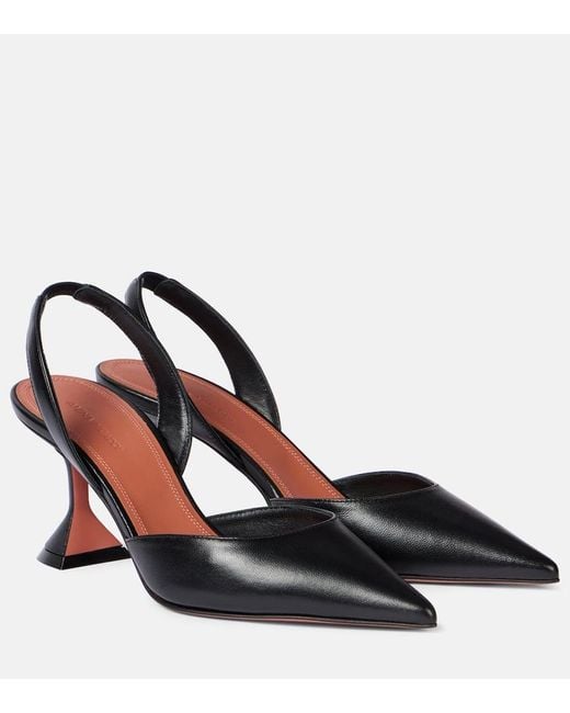 AMINA MUADDI Black Holli 70 Leather Slingback Pumps