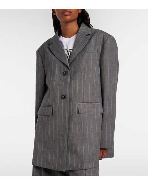 Blazer Con Raya Diplomatica Ganni de color Gray