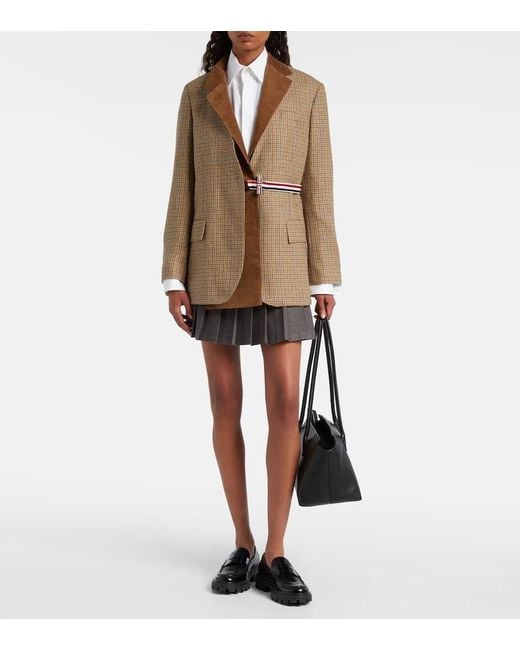 Thom Browne Brown Gunclub Houndstooth Wool Blazer