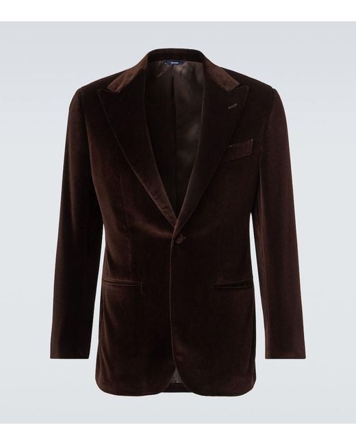 Thom Sweeney Black Cotton Velvet Blazer for men