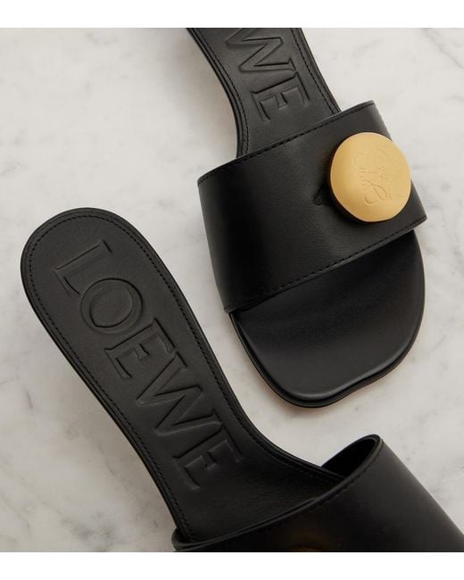 Loewe Black Pebble 45 Leather Mules