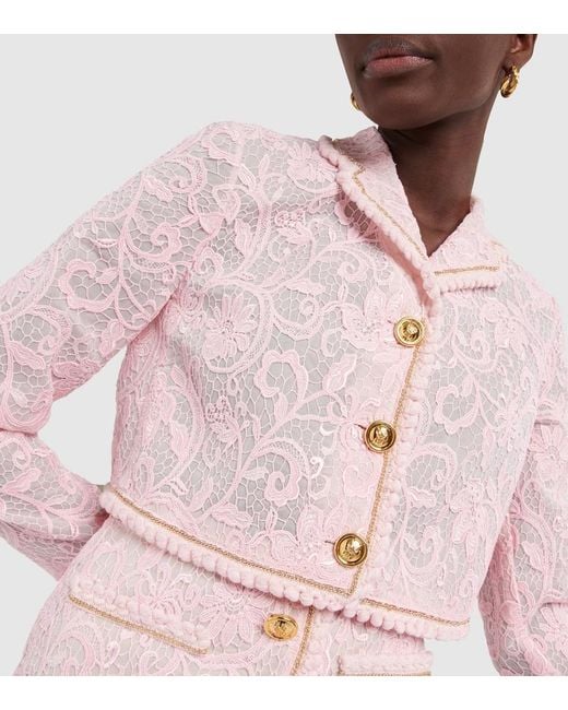 Giambattista Valli Pink Cropped Lace Jacket