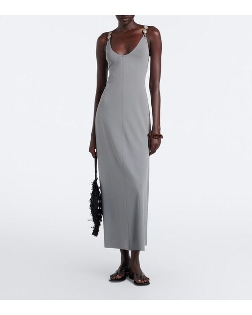 Eres Gray Sculpturale Embellished Jersey Maxi Dress
