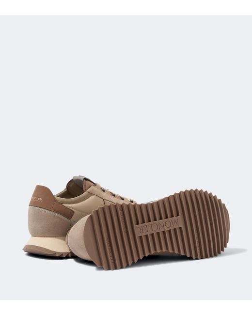 Moncler White Pacey2 Suede-Trimmed Sneakers for men