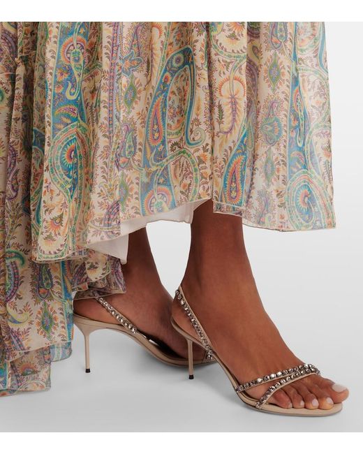 Paris Texas Natural Lidia 70 Crystal-Embellished Mules