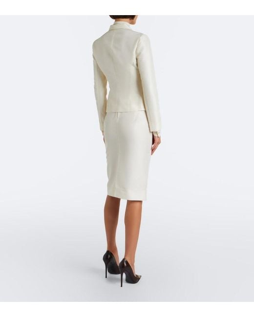 Gucci White Silk Faille Pencil Skirt