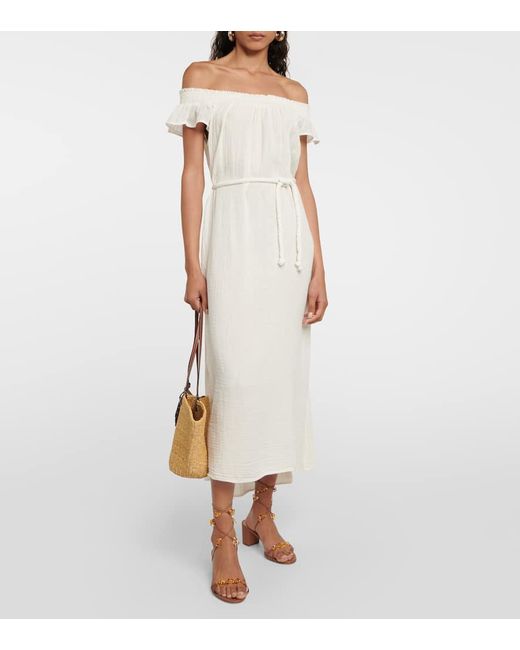 Velvet White Midikleid Justine Aus Baumwolle