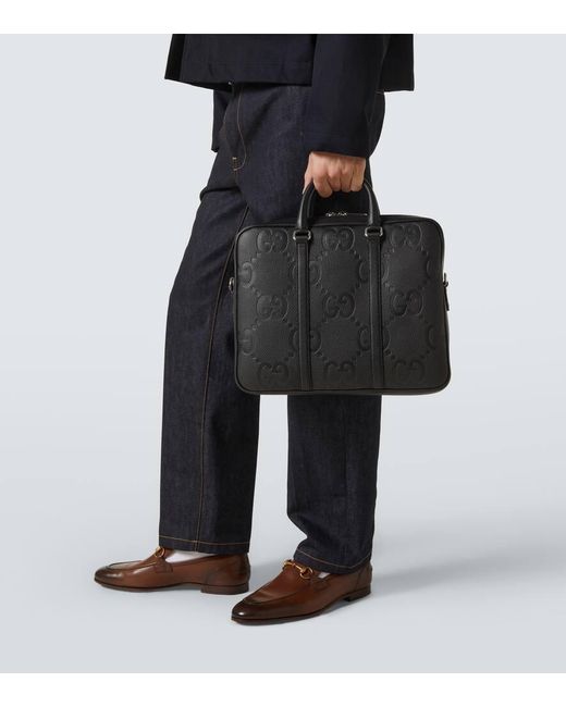 Gucci Black Jumbo Gg Leather Briefcase for men